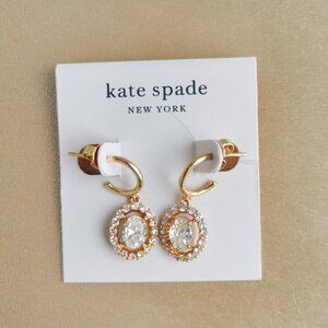 Kate Spade Victoria Gold Clear Huggie Earrings New